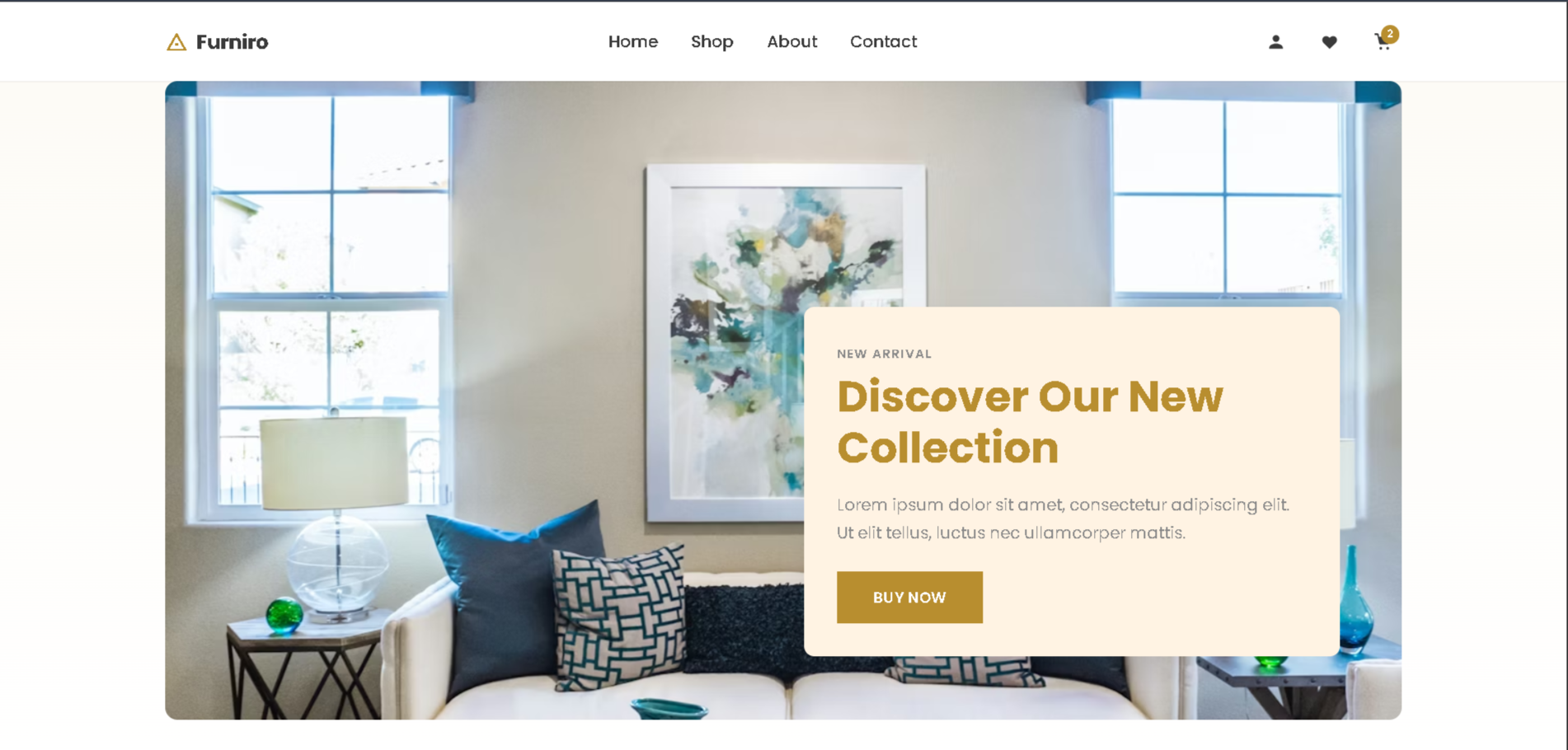 Furniro storefront hero with furniture product preview and call to action.